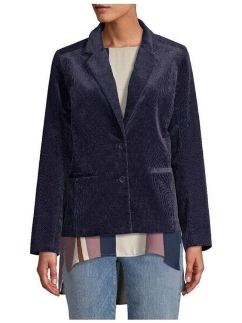 🛍 Eileen Fisher Organic Cotton Tencel Stretch Corduroy Blazer in Midnight